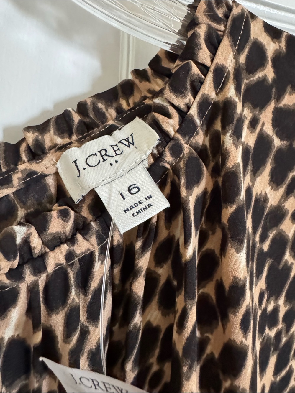 J.Crew - Ruffle-Neck Leopard Midi Dress - Picture 2 of 9